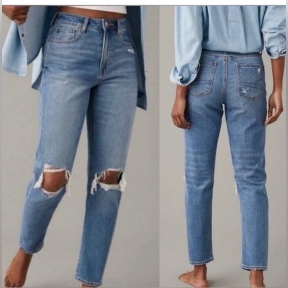 AEO distressed mom jean